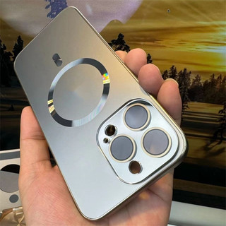 Ốp Điện Thoại Acrylic Khung Kim Loại Hít Nam Châm Sang Trọng Bảo Vệ Ống Kính Máy Ảnh Cho iPhone 15 14 13 12 11 Pro Max Plus