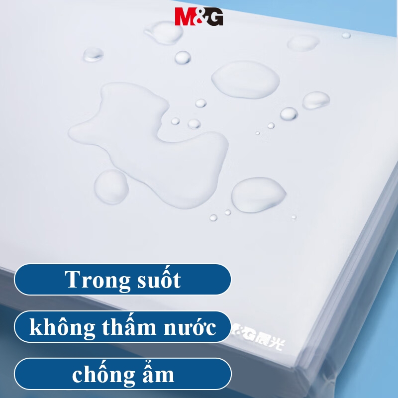 Túi giấy văn phòng phẩm A4 màu trắng trong suốt M & G dành cho sinh viên nút xuống