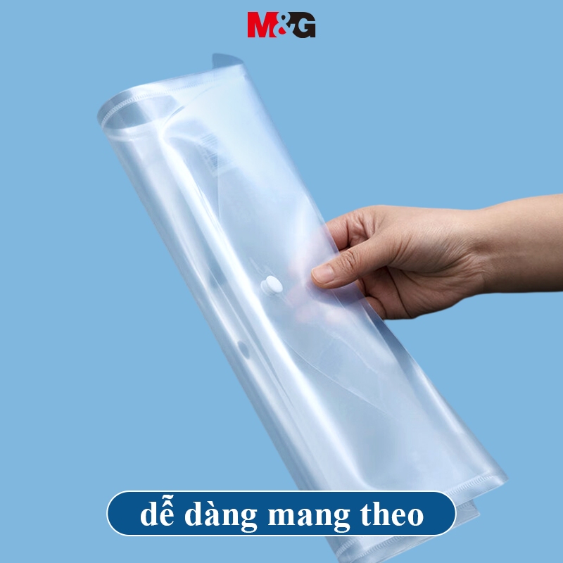 Túi giấy văn phòng phẩm A4 màu trắng trong suốt M & G dành cho sinh viên nút xuống