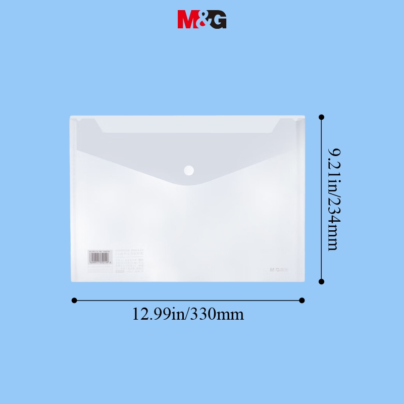 Túi giấy văn phòng phẩm A4 màu trắng trong suốt M & G dành cho sinh viên nút xuống