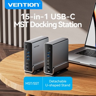 Vention Đế Sạc 15 Trong 1 USB-C MST TF 3.2 10Gbps 4K HDMI DP 60Hz RJ45 1000Mbps SD TF Cho MacBook Pro 16 Inch 14 Inch 13 Inch MacBook Air