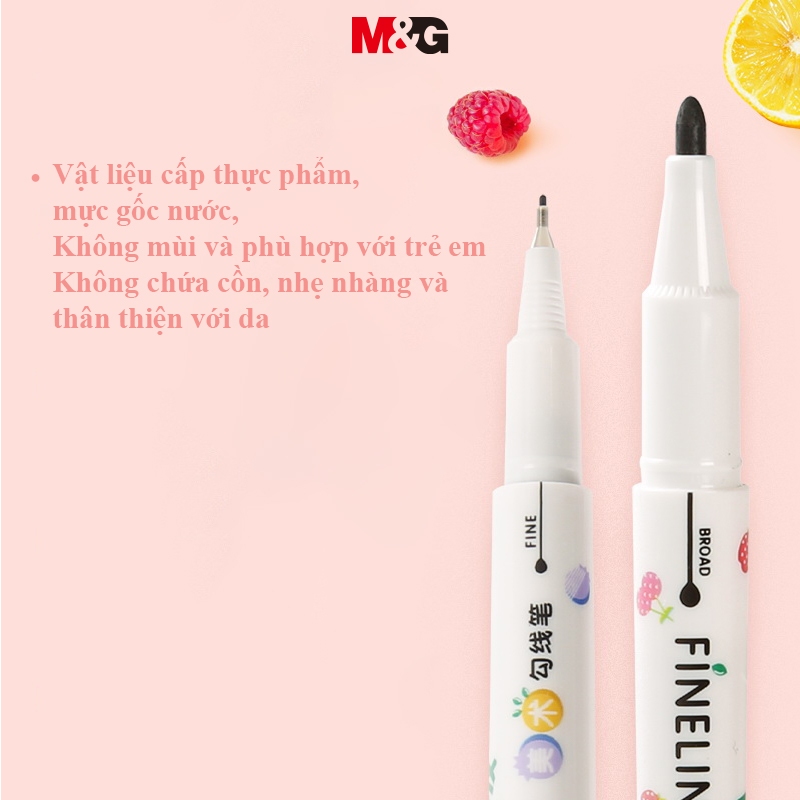 M&G bút lông viết  set Bảng Vẽ Nghệ Thuật Hai Đầu Màu Đen Vẽ Đường Viền Thực Phẩm Cấp Thực Phẩm diy Cho Học Sinh 1 Cái