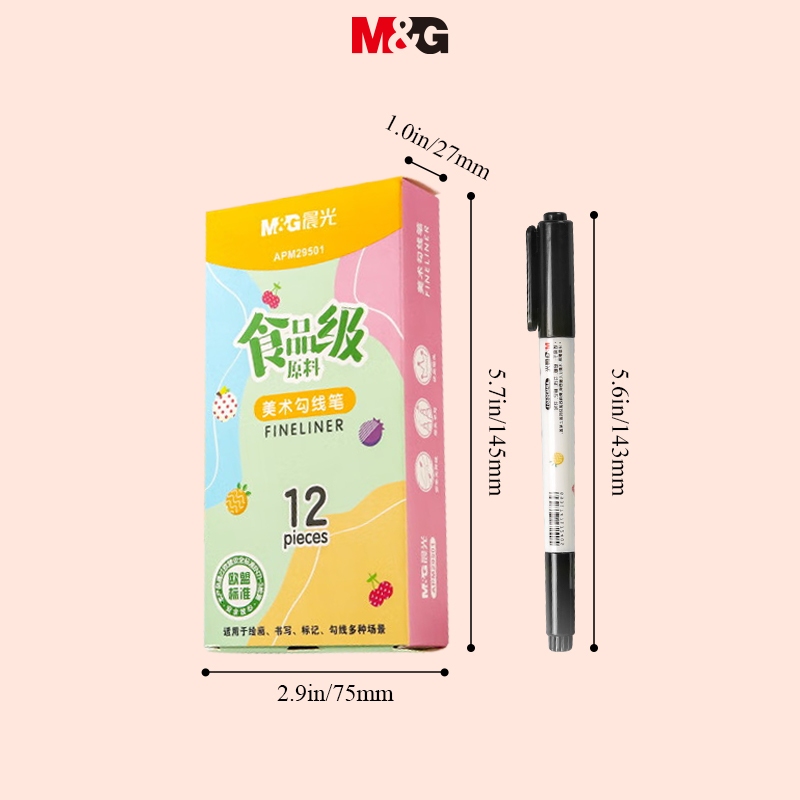 M&G bút lông viết  set Bảng Vẽ Nghệ Thuật Hai Đầu Màu Đen Vẽ Đường Viền Thực Phẩm Cấp Thực Phẩm diy Cho Học Sinh 1 Cái