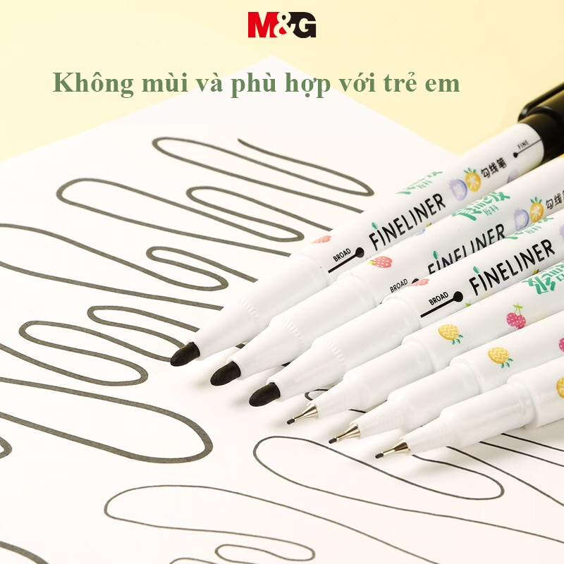 M&G bút lông viết  set Bảng Vẽ Nghệ Thuật Hai Đầu Màu Đen Vẽ Đường Viền Thực Phẩm Cấp Thực Phẩm diy Cho Học Sinh 1 Cái