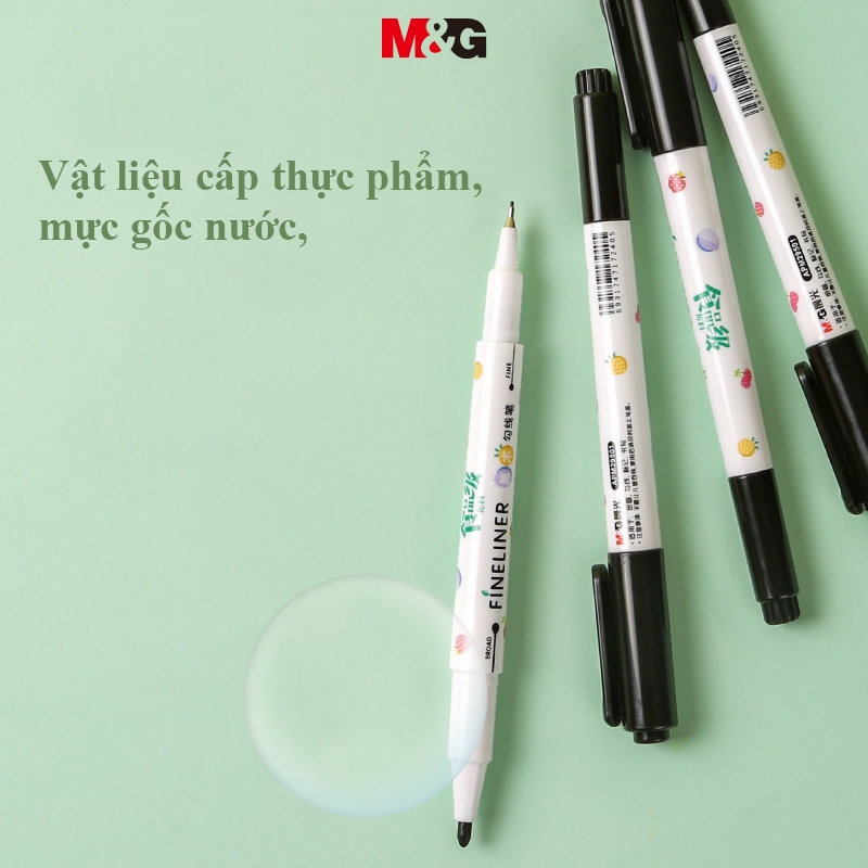 M&G bút lông viết  set Bảng Vẽ Nghệ Thuật Hai Đầu Màu Đen Vẽ Đường Viền Thực Phẩm Cấp Thực Phẩm diy Cho Học Sinh 1 Cái