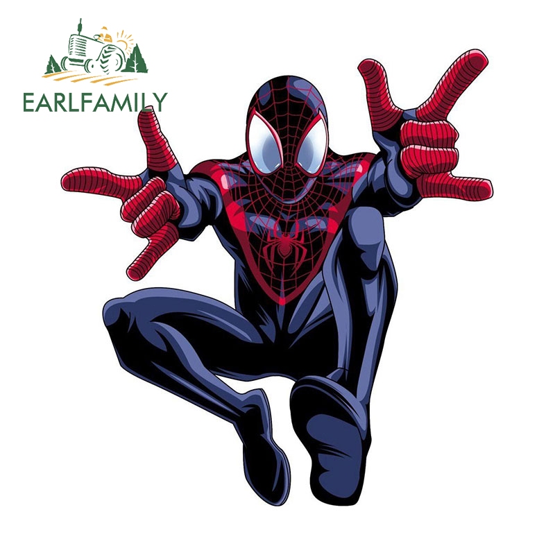 Nhãn Dán Trang Trí Xe Hơi / Ván Trượt / Laptop Họa Tiết Người Nhện Marvel Earlamily 13cm Bằng Vinyl Chống Thấm Nước