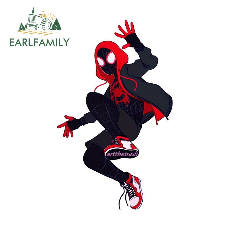 Nhãn Dán Trang Trí Xe Hơi / Ván Trượt / Laptop Họa Tiết Người Nhện Marvel Earlamily 13cm Bằng Vinyl Chống Thấm Nước