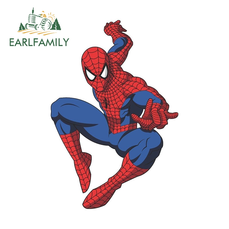 Nhãn Dán Trang Trí Xe Hơi / Ván Trượt / Laptop Họa Tiết Người Nhện Marvel Earlamily 13cm Bằng Vinyl Chống Thấm Nước