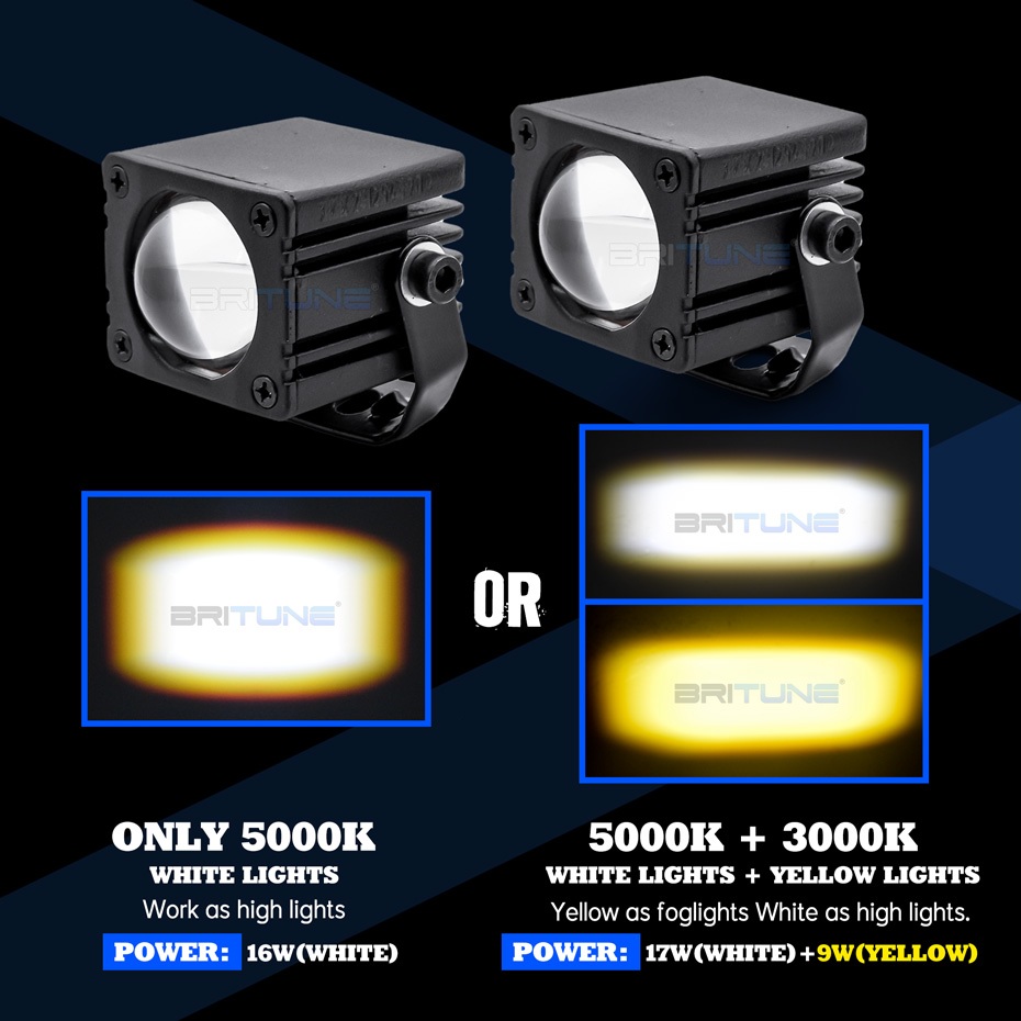 Đèn Pha LED PTF 3000K / 5000K Chống Thấm Nước Chuyên Dụng Cho Xe Mô Tô