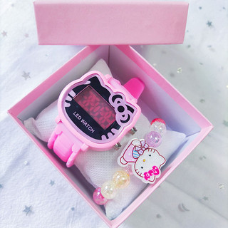 Đồng hồ đeo tay dây silicon mềm hình hello kitty xinh xắn dành cho bé gái