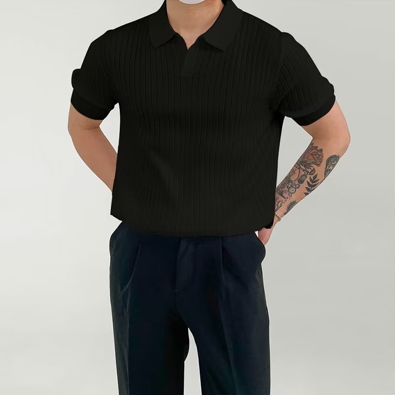 M-3xl Men Korean Version Summer Retro Striped Round Neck Sweater T-Shirt Casual Cool Breathable Short Top
