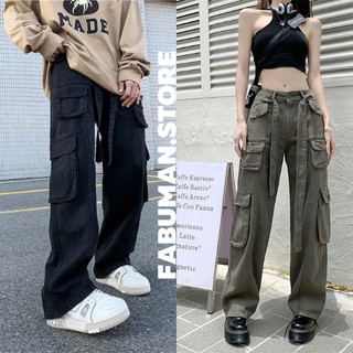 Quần jean túi hộp ống suông MIAA nam nữ kèm dây phong cách Hiphop,Quần túi hộp kaki Cargo pant form rộng chất jean chuẩn