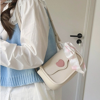 Túi xách SUPERCUTE kết cấu đơn giản phối họa tiết trái tim thời trang xinh xắn