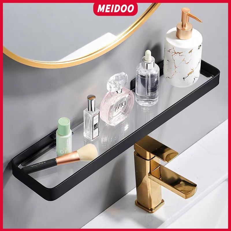 Kệ giữ đồ MEIDOO nền thủy tinh dán tường không cần khoan lỗ sử dụng trong phòng tắm