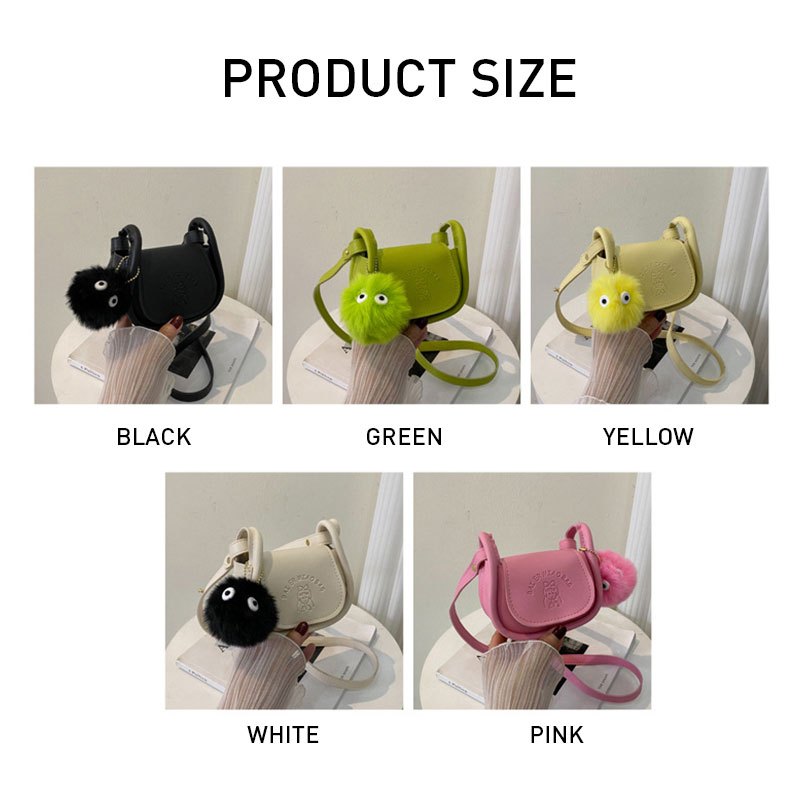 HASHIDUN Túi Đeo Chéo Mini Màu Trơn Đính Quả Bông Dễ Thương Thời Trang Mùa Hè Cho Nữ Y K