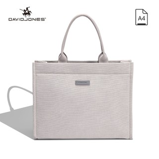 DAVID JONES Túi Tote Đeo Vai Giả Da PU Phối Vải Canvas Thời Trang Xuân Hè 2024 Cho Nữ