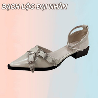 BẠCH LỘC ĐẠI NHÂN✨ Xăng đan Da Mũi Nhọn Thời Trang Dành Cho Nữ