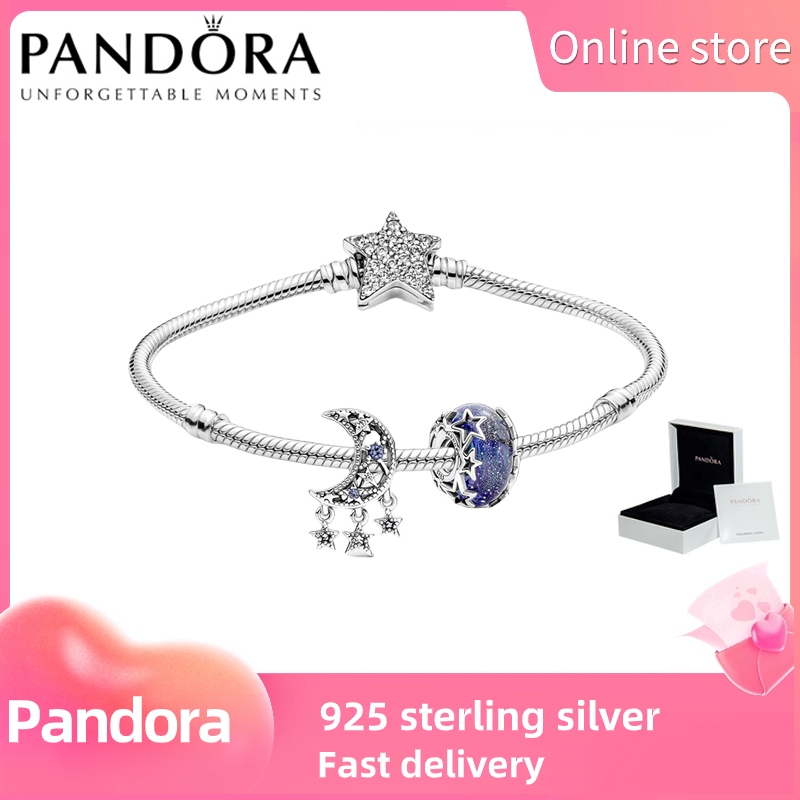 PANDORA Vòng Tay Bạc S925 Chính Hãng, Thiết Kế Celestial Bleu Quyến Rũ
