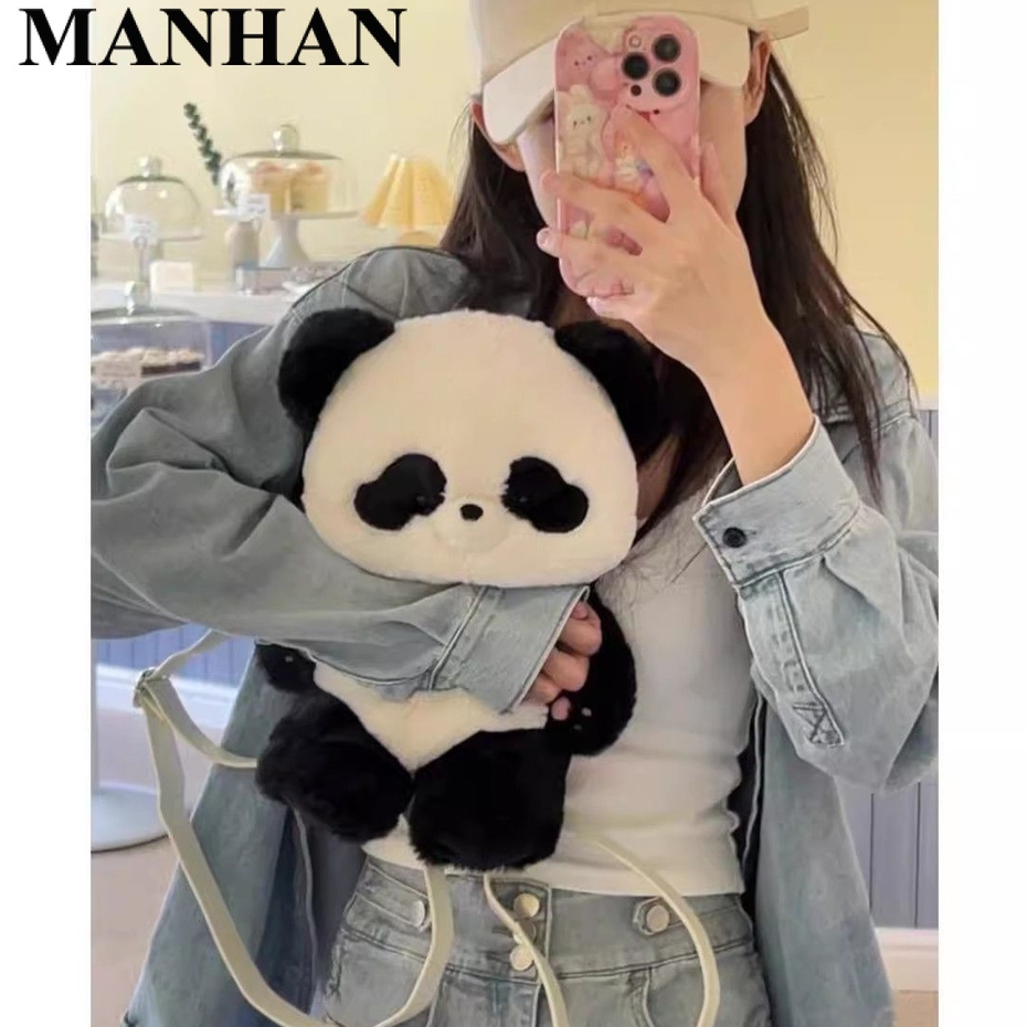 MANHAN Balo cặp đi học 2024 NEW Gấu trúc dễ thương Fashion THỂ THAO ULZZANG GSJ23C00CP 49Z231206