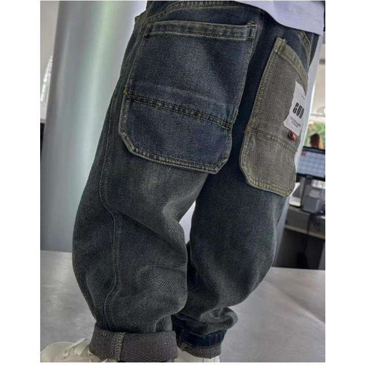 Quần Jean Dài Dáng Rộng Phong Cách Mới Thời Trang Xuân Thu Cho Bé