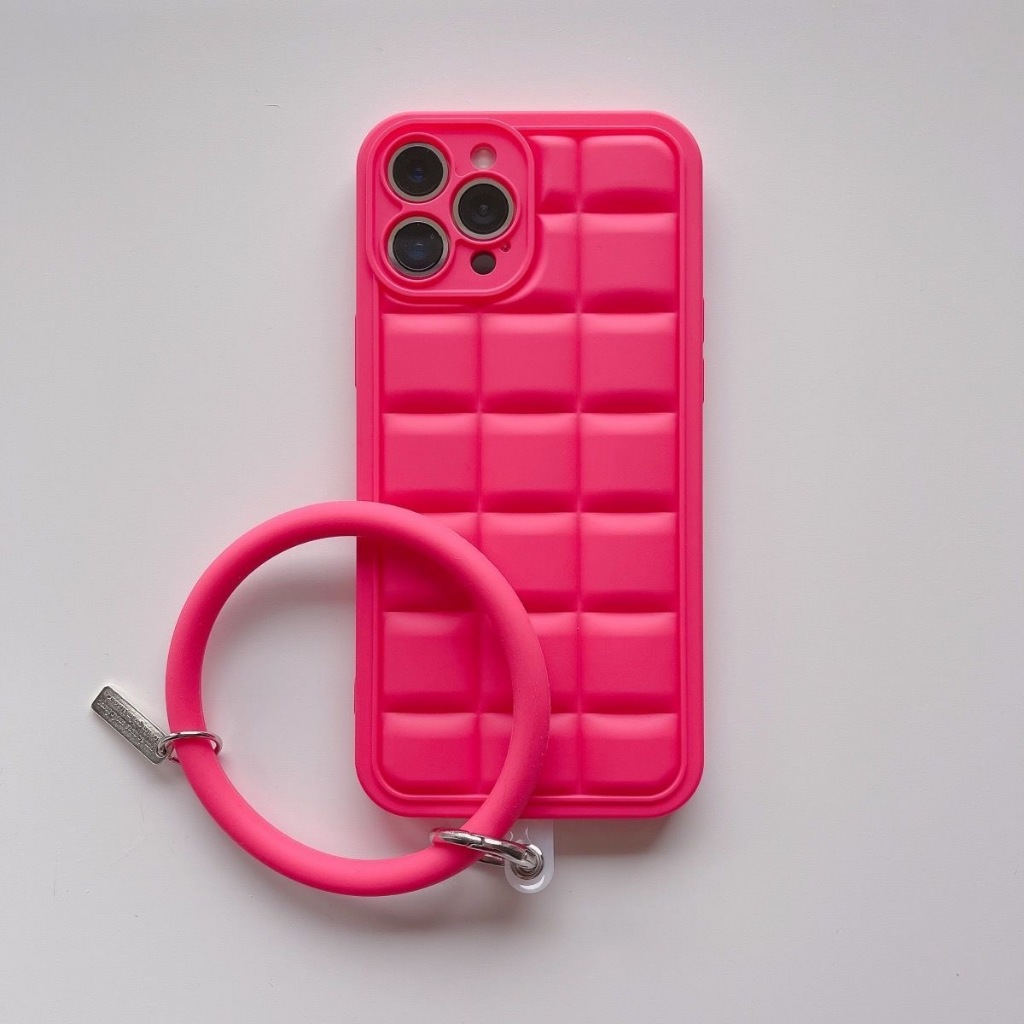 Ốp điện thoại TPU mềm lưới vuông màu đỏ phổ biến có vòng tay tròn cho iphone 15 14PROMAX 14PLUS 13 pro max 12 pro max 11 pro max max