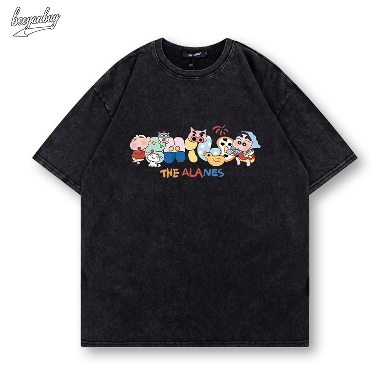 Áo phông nam trắng BEEYANBUY áo thun cổ trang fashion in hinh SHIN cậu bé bút chì unisex ulzzang 100% cotton-Y0734