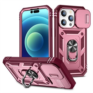 Ốp điện thoại Chống Sốc Giáp Dày 3 Trong 1 Có Trượt Đẩy Cửa Sổ Ốp điện thoại Bảo Vệ Camera Với Giá Đỡ Kim Loại Thích Hợp Cho iphone 13 Mini Pro Max