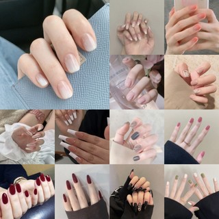Móng tay giả kiểu vuông màu trơn gradient sang trọng độc đáo