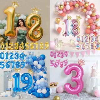 Cầu Vồng Lớn 32 Inch / Xanh Dương /PinK / Vàng / Bạc Số 0-9 Bóng Bay. Lá Lớn Vương Miện Helium Chữ Số 0-9 Bóng Bay Cho Bé 0-9 Tuổi Trẻ Em Nam Nữ Trang Trí Tiệc Sinh Nhật Lễ Cưới Kỷ Niệm