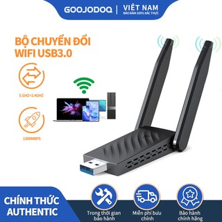 Goojodoq USB Wifi 1300Mbps USB 3.0 2 Ăng Ten Kết Nối Mạng Không Dây Băng Tần Kép 2.4/5GHz Dongle Bộ Thu Phát WiFi Cho Máy Tính