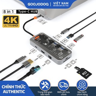 Goojodoq DELL Bộ Chia Cổng type-c 10 Trong 1 Cho macbook pro tipe c dock hd pd 3.0 rj45 vga pd aux tf / sd