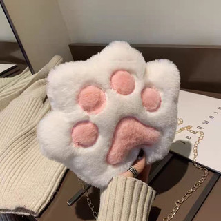 JIVIVIL Túi xách chéo nữ phiên bản Hàn Quốc 100fit phim hoạt hình dễ thương Cat Claw Plush Chain Túi vai đơn