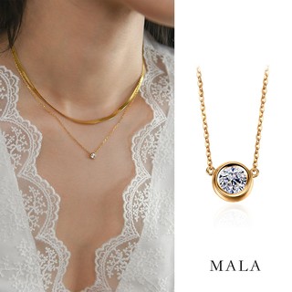 Vòng cổ MAYEBE LAVEND từ thép mạ vàng 18K mặt đính kim cương giả đơn giản không phai màu không gỉ