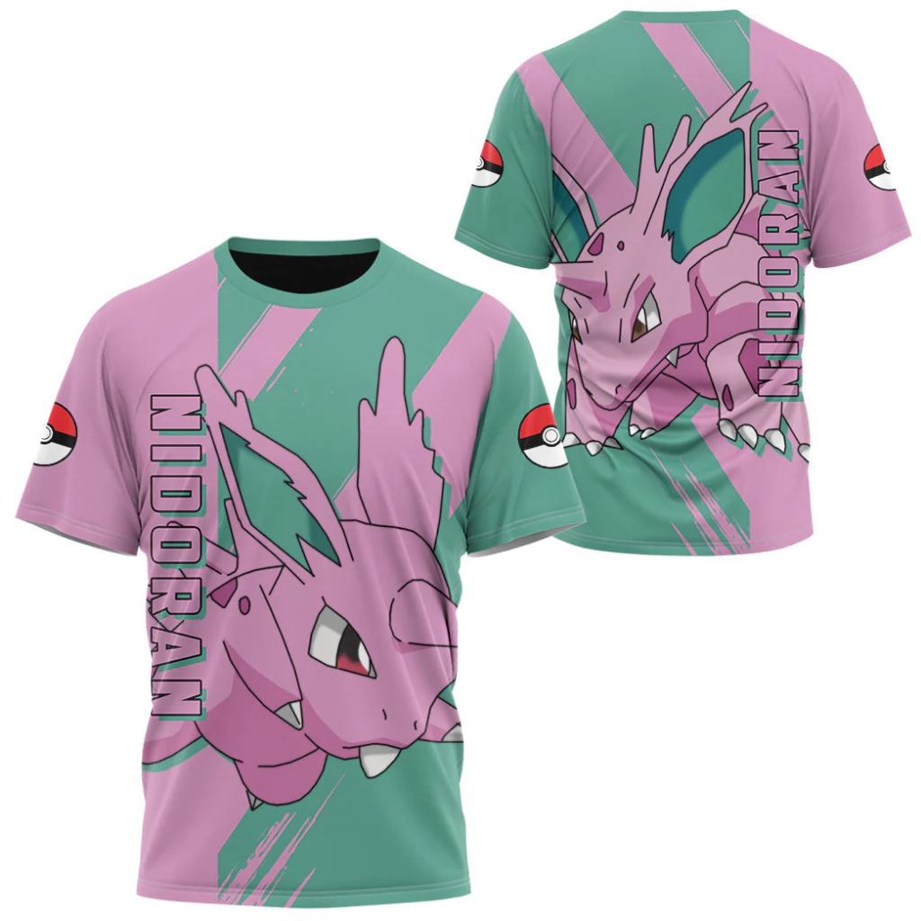 Áo thun nam mùa hè in hình Pok é mon 3D dễ thương và đẹp trai Pok é mon Celebi Nidoran ♂ Áo có họa t