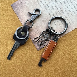 Móc Khóa Kim Loại Nặng Móc Khóa Dây Handmade Da Bò Keycordlanyard Retro Điên Ngựa Da Điện Thoại Charm Chìa Khóa Đa Năng Vòng Tròn Đơn Móc Khóa Dây