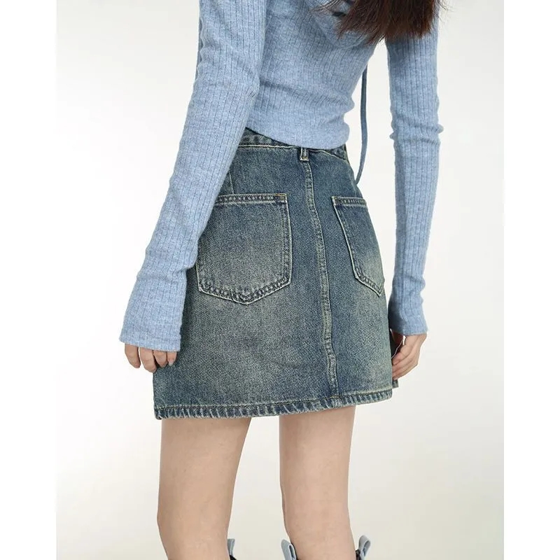 Chân váy jean SUNAIXUE thời trang Hàn Quốc dành cho nữ A93M084 36Z230909