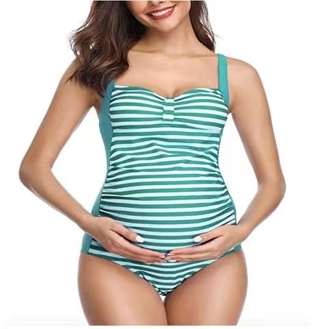 Bộ Đồ Bơi Một Mảnh Không Tay Họa Tiết Kẻ Sọc Thoải Mái Gợi Cảm Cho Mẹ Bầu | BigBuy360 - bigbuy360.vn