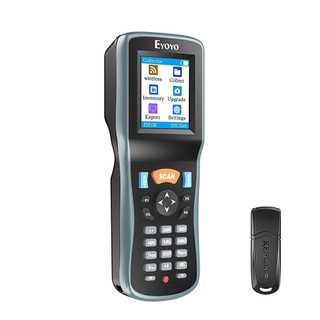 Đầu đọc máy quét mã vạch không dây Eyoyo 1D 2D QR Bộ thu dữ liệu cầm tay Máy quét hàng tồn kho có đầu thu USB và đầu đọc mã vạch di động LCD màu TFT 2,2 inch