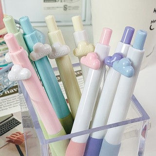Languo 4 đầu ST dễ thương dung tích lớn màu đen trung tính bút khô nhanh 0,5mm sinh viên mềm tay cầm phong cách cô gái trái tim bút gel