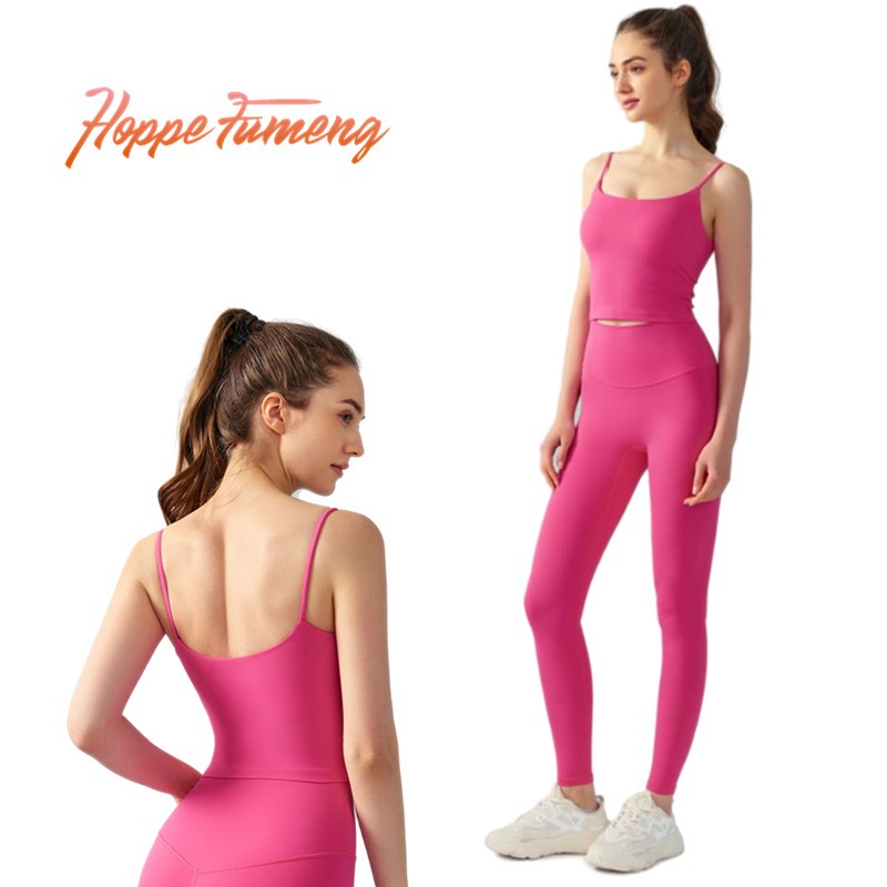 Áo đệm đơn giản Hoppe Fumeng và quần legging dài hoạt động eo cao dành cho nữ