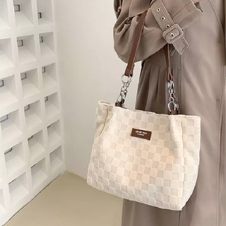 Túi xách đeo vai MOWEIKAIDI vải canvas cỡ lớn kẻ sọc kiểu Nhật Bản cá tính cho nữ