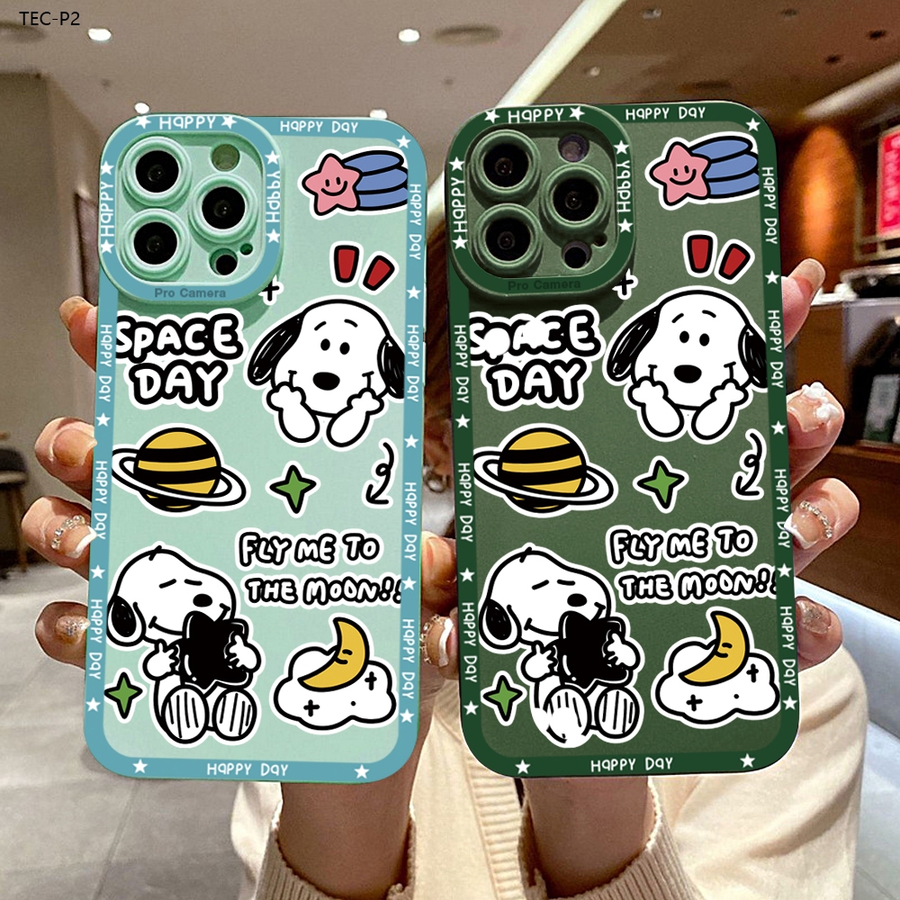 Tecno Pova 2 Spark 5 6 7 7T Air Go 2020 Cho Ốp lưng điện thoại In Hình Happy Snoopy  Thicken