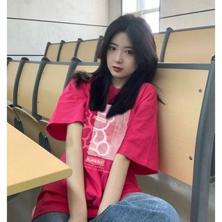 Thời trang mùa hè Phong cách Hip Hop Cotton dáng rộng in họa tiết tay ngắn
