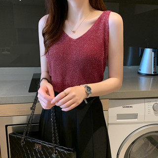 Cổ Chữ V Sling Nữ Bên Trong Không Tay Dệt Kim Vest Mỏng Đáy Áo Sơ Mi Top