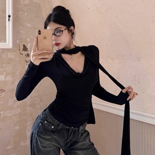 ZHECHONG áo phông áo thun nữ croptop Cổ chữ V Halterneck Korean Thể thao phổ biến thời trang WTX2410H6Z 3Z240117