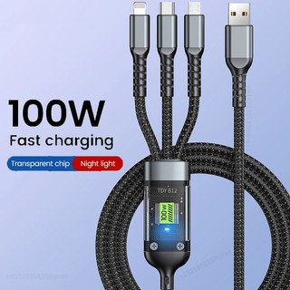 Cáp sạc nhanh 3 trong 1 100w cáp usb loại c cho samsung huawei micro usb c sạc dây cáp sạc