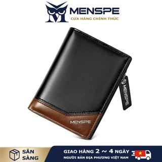 Ví nam MENSPE da PU dáng ngắn có khóa kéo thời trang cao cấp