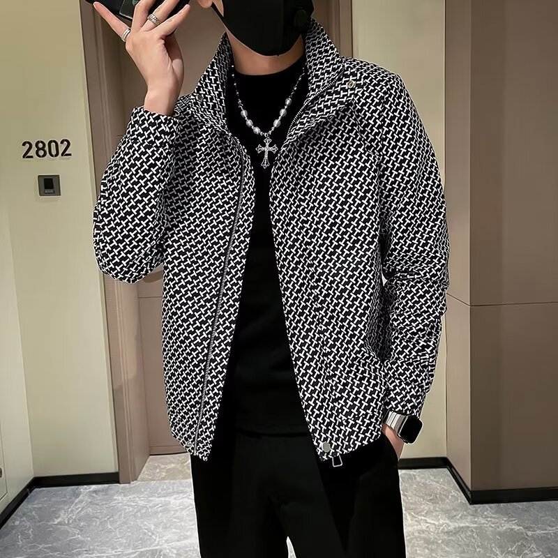 Áo khoác nam tay dài áo khoác nam ngầu phong cách thời trang áo khoát nam cao cấp  cổ đứng harajuku cho nam giới áo khoác nam đẹp unisex chất lượng cao zipper splice lưới đa túi dài tay áo