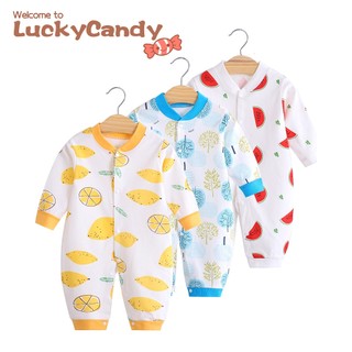 Áo liền quần dài tay in họa tiết xinh xắn LUCKYCANDYcho bé sơ sinh