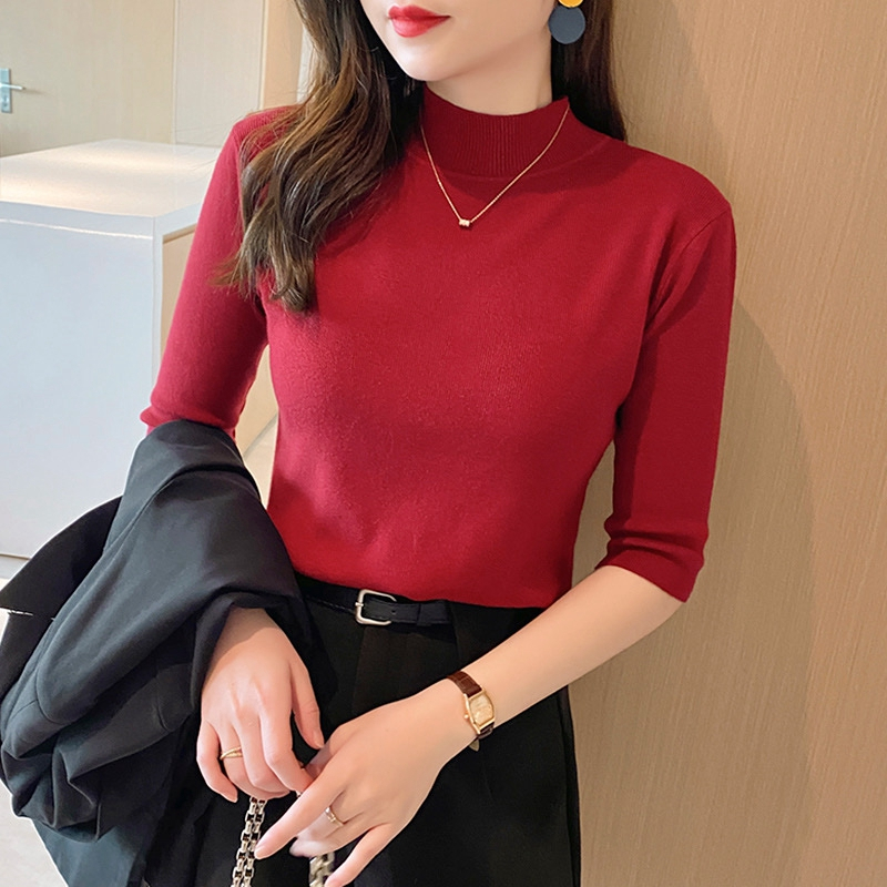 YAYUAN Áo len nữ Mid Sleeves